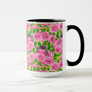 Caneca Robin rosa e rosas