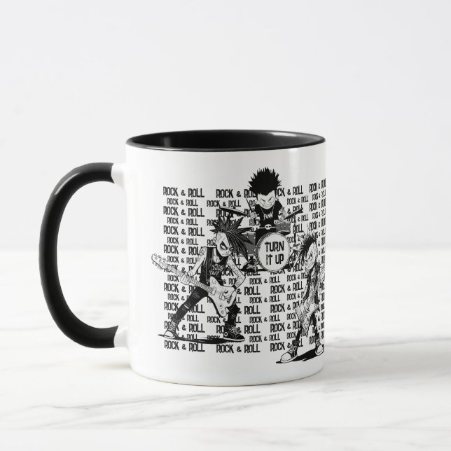 Caneca Rochas e Bandas Roladas de Cartoon Única Rochos Es (Esquerda)
