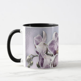 Caneca Rochosas e giras cor-de-rosa e desenho de borbolet