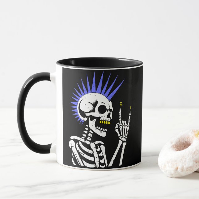 Caneca Rocker Skeleton Boné Skater Legal Halloween Punk (Com Donut)