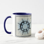Caneca Roda Náutica Vintage para Navegação<br><div class="desc">Excelente para aquele café que você bebe da cadeira do capitão.</div>