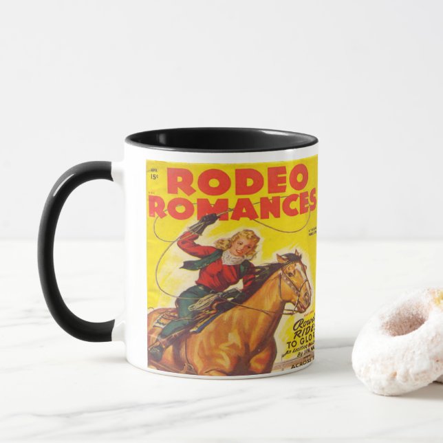 Caneca Rodeo Rodeo-Cowgirl Ocidental Roping Rodeo Romance (Com Donut)