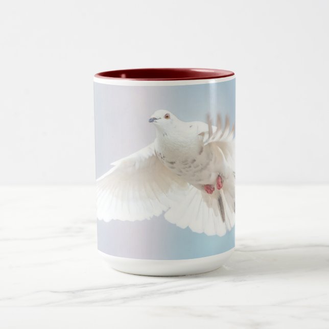 Caneca Rola Branca Fofa Pombo Símbolo de Amor & Paz Passa (Centro)