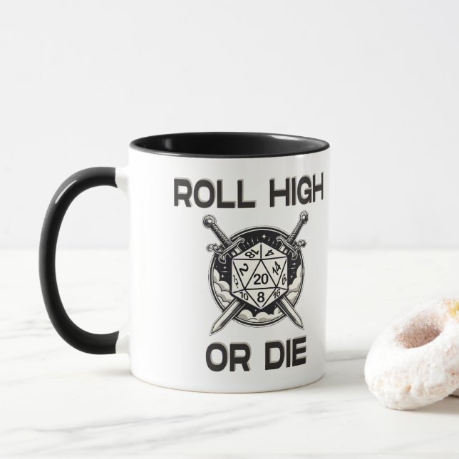 Caneca Rolar alto ou morrer 20 lados Dice (Com Donut)