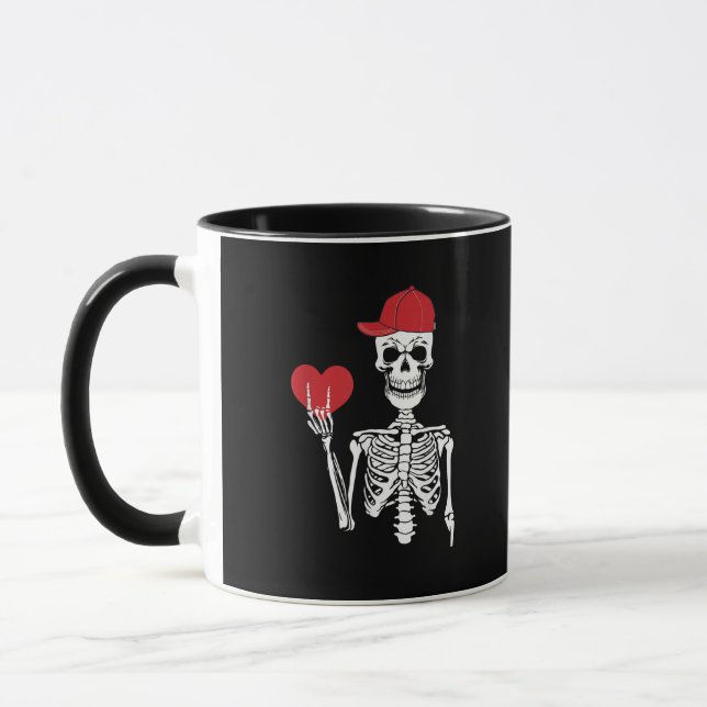 Caneca Roll Skeleton Mãos Cabeça Dia de os namorados (Esquerda)