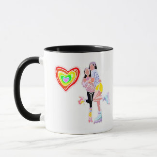 Caneca Roller Skate Girls Rainbow Heart