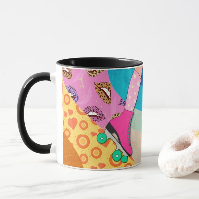 Caneca Roller Skating Fun 1980s Style Mug (Com Donut)