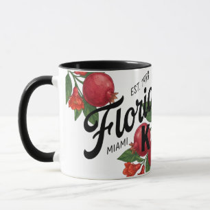 Caneca Romã Vintage Florida Miami Botânico Fruta 