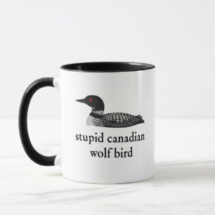 Caneca Romance de Hockey do Pássaro Lobo Canadense Idiota