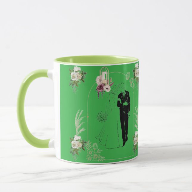 Caneca Romance em flor kelly verde (Esquerda)
