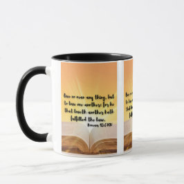 Caneca Romanos 13:8 KJV Bíblia Verso Pic Dois Tons