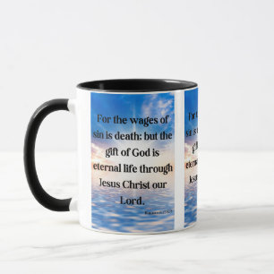 Caneca Romanos 6:23 KJV Bíblia Verso Pic Dois Tom