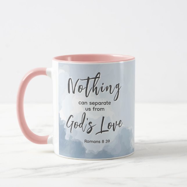 Caneca Romanos 8:38-39 Amor de Deus Bíblia Verso Cristão (Esquerda)
