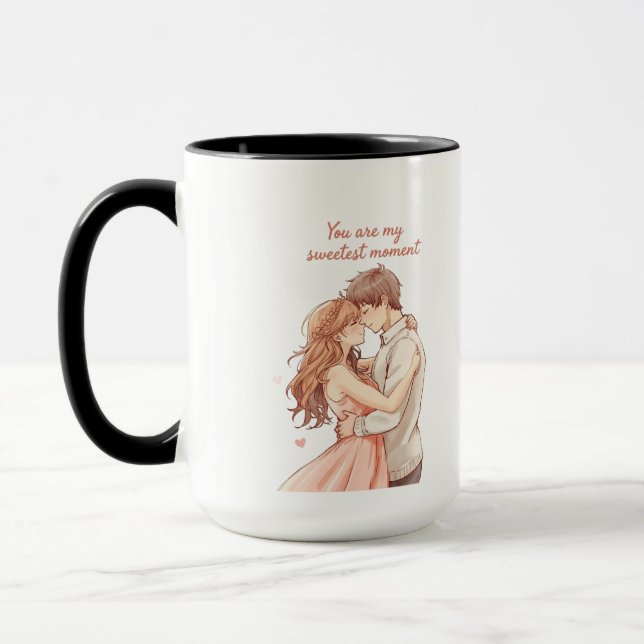 Caneca Romantic Anime Couple - Sweet Valentine Moment (Esquerda)