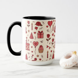 Caneca Romantic Celebration Doodle Pattern