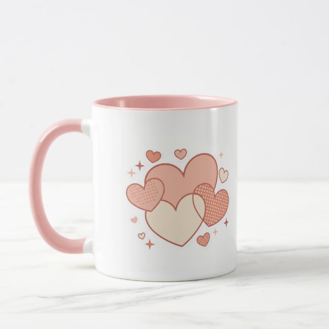Caneca Romantic Coffee Cup with Hearts Gift  (Esquerda)