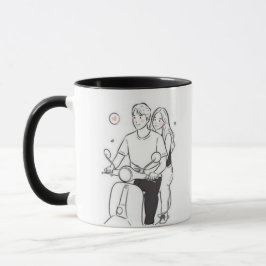 Caneca Romantic Couple on Scooter – Cute Minimalist Love