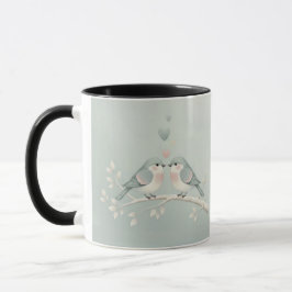 Caneca Romantic Love Birds Watercolor Combo Mug - Soft Bl