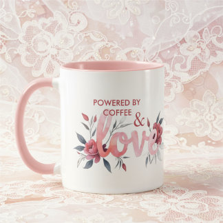 Caneca Romantic Pink Floral Botanical Love Coffee