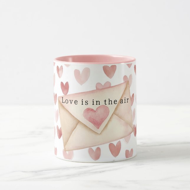 Caneca Romantic Pink Love Hearts Valentine's Day (Centro)