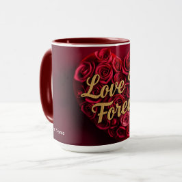 Caneca Romantic Red Rose Heart "Love You Forever"