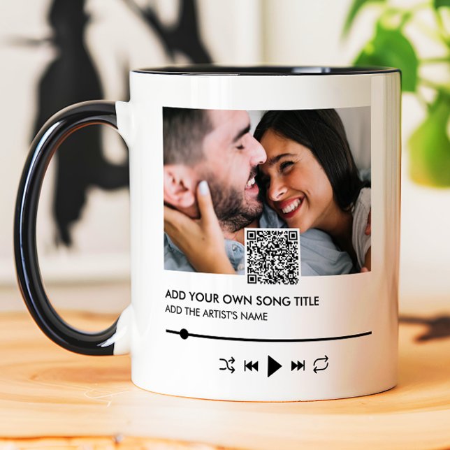 Caneca Romantic Song Title & Artist Music Player (Criador carregado)