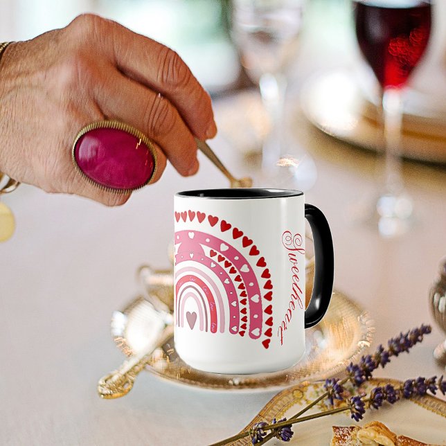 Caneca Romântica Dias de os namorados Arco-Íris Varrendo (Romantic Rainbow Valentines Sweeping Sweetheart Mug)