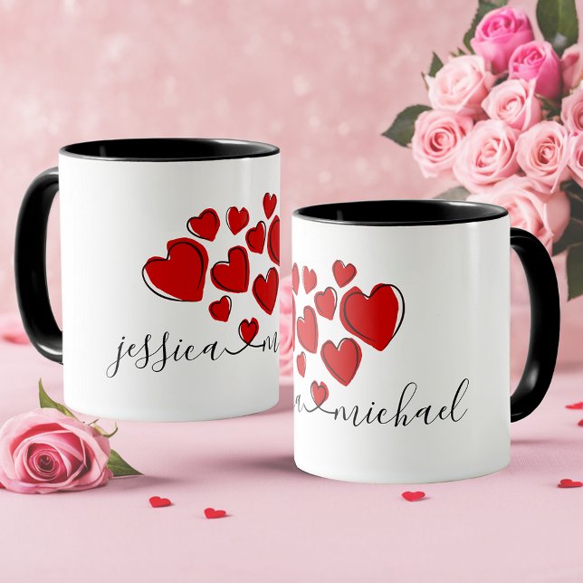Caneca Romântica Personalizada Joined by Love & He (Romantic Personalized Mug - Perfect for Newlyweds.)
