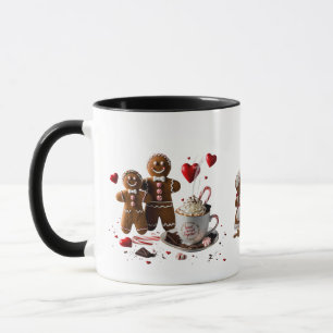 Caneca Romântico Par de Biscoito de Gengibre com Cacau Qu