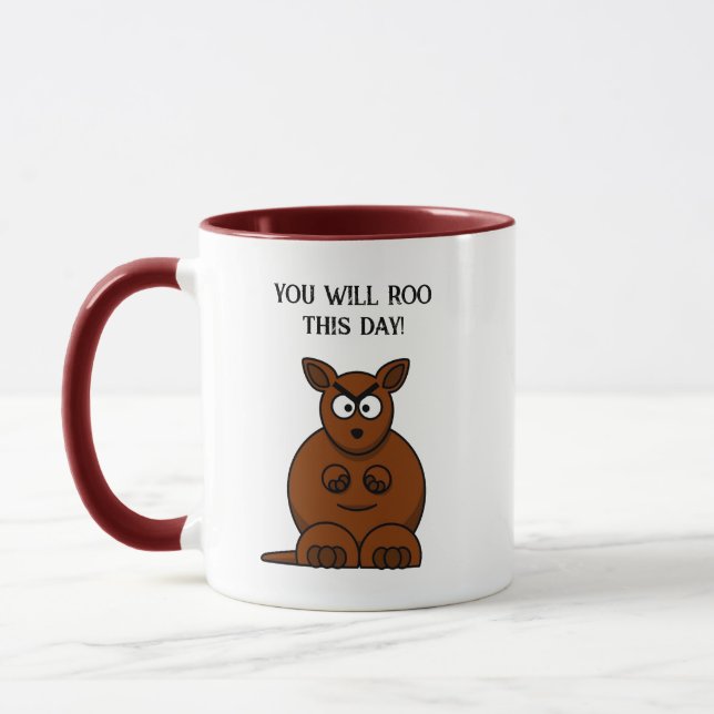 Caneca Roo Este Dia, Engraçado Cartoon Kangaroo Bravo (Esquerda)