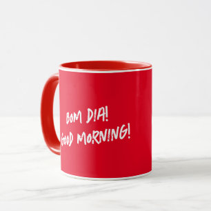 Caneca Rooster Português Bom dia - citação do Bom dia