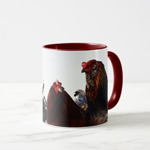 Caneca Roosters Chicken Art Fazenda Style