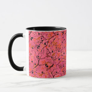 Caneca Rosa abstrato sem emenda das folhas dos ramos de