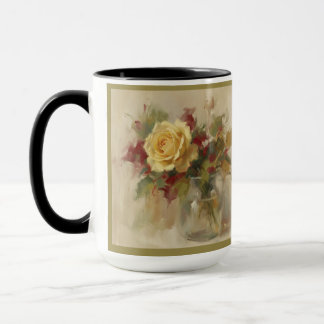 Caneca "Rosa Amarela Única em Vaso de Vidro"