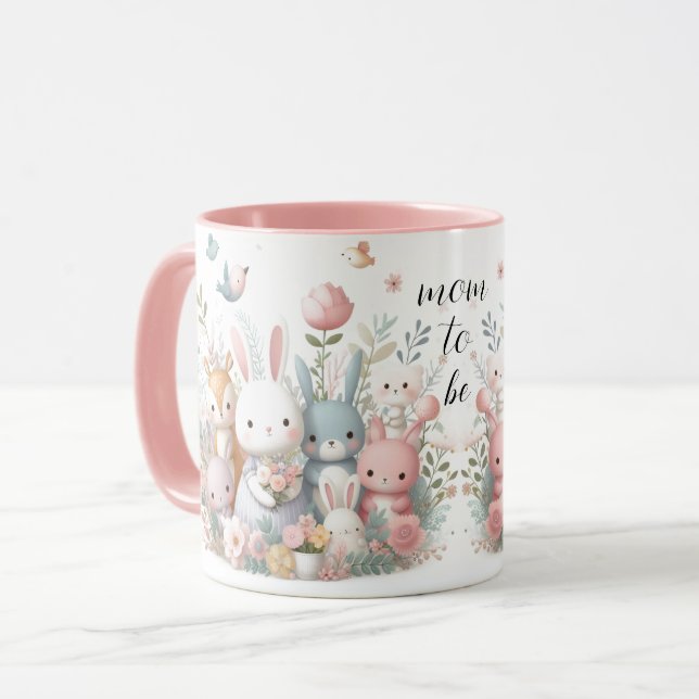 Caneca Rosa Animais da Floresta Para Mamãe Futuris (Frente Esquerda)