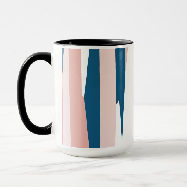 Caneca Rosa Azul e Branco Abstrato   (Esquerda)