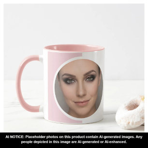 Caneca Rosa Bege Branco Foto MUA Café Elegante