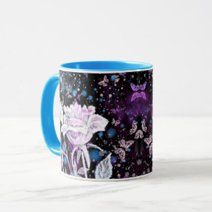 Caneca Rosa Branca e Borboletas Coffee Mug