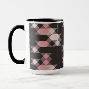 Caneca rosa branco e cinza geométrico