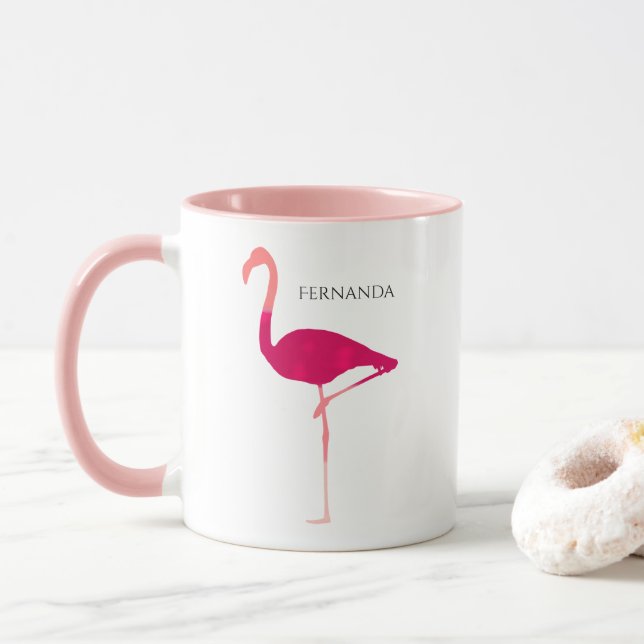 Caneca Rosa brilhante chique flamingo personalizado da (Com Donut)