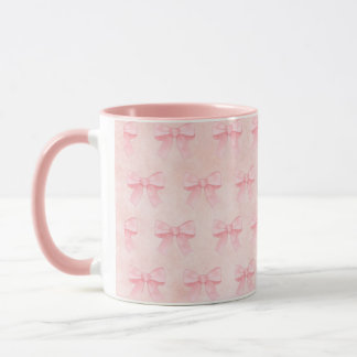 Caneca rosa com laços rosa