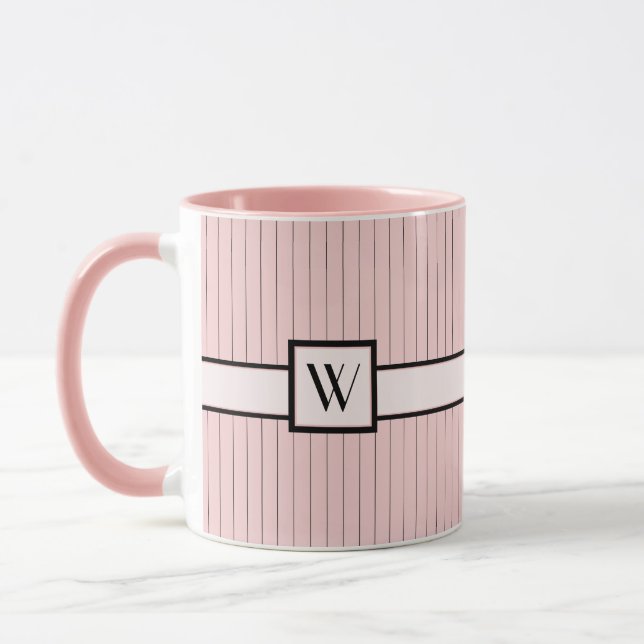 Caneca Rosa com Pinstripes Negra (Esquerda)