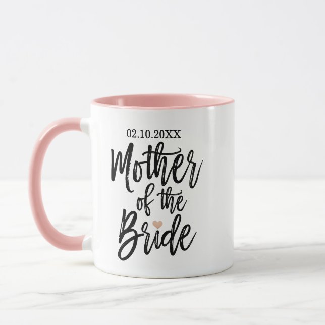 Caneca Rosa Coração Moderno em Letra de Pincel da Mãe da  (Esquerda)
