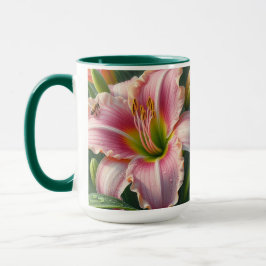 Caneca Rosa Daylily Floral