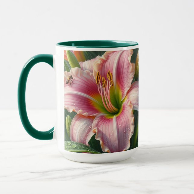 Caneca Rosa Daylily Floral (Esquerda)