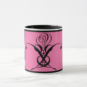 Caneca Rosa de arte preta rosa