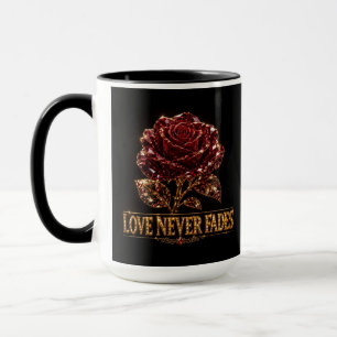 Caneca Rosa de Cristal Rubi – O Amor Nunca Desvanece