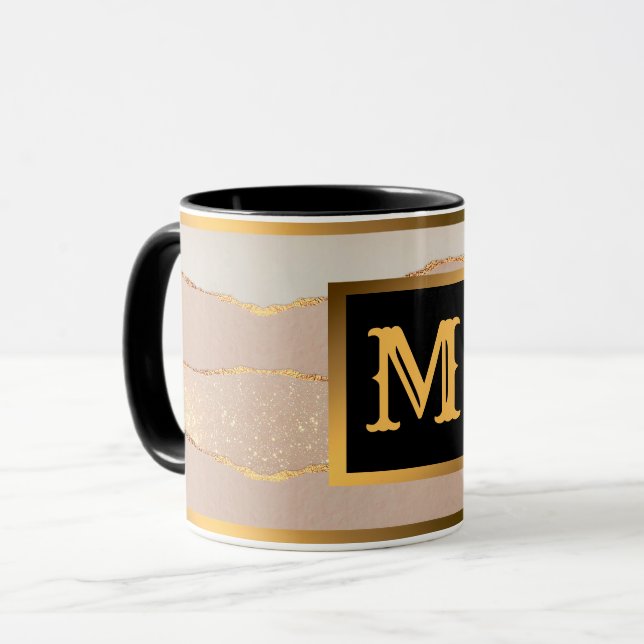 Caneca Rosa de Lúpulo Dourado Monograma (Frente Esquerda)