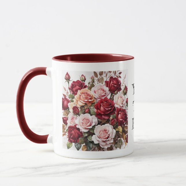 Caneca Rosa de Maroon Elegante de Aquarela (Esquerda)