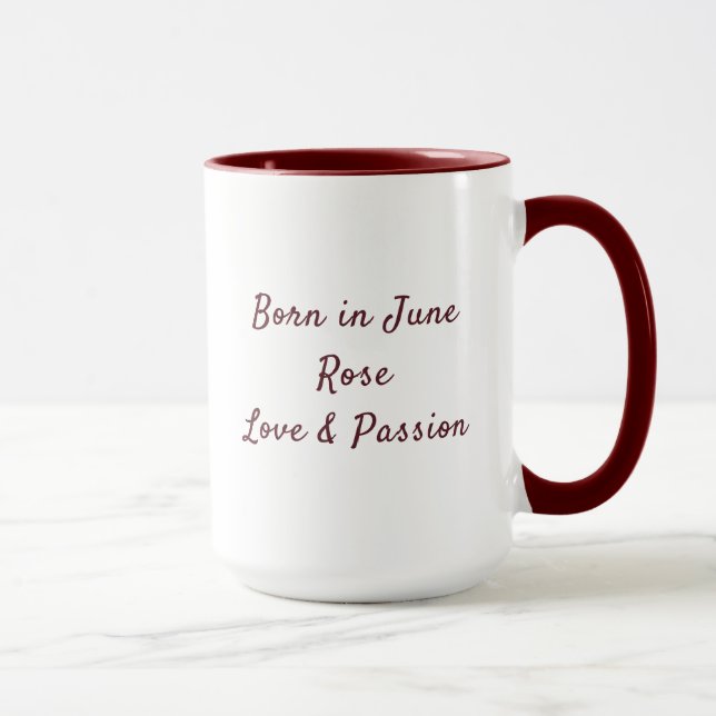 Caneca Rosa de Nascimento de Junho Personalizada com Nome (Direita)